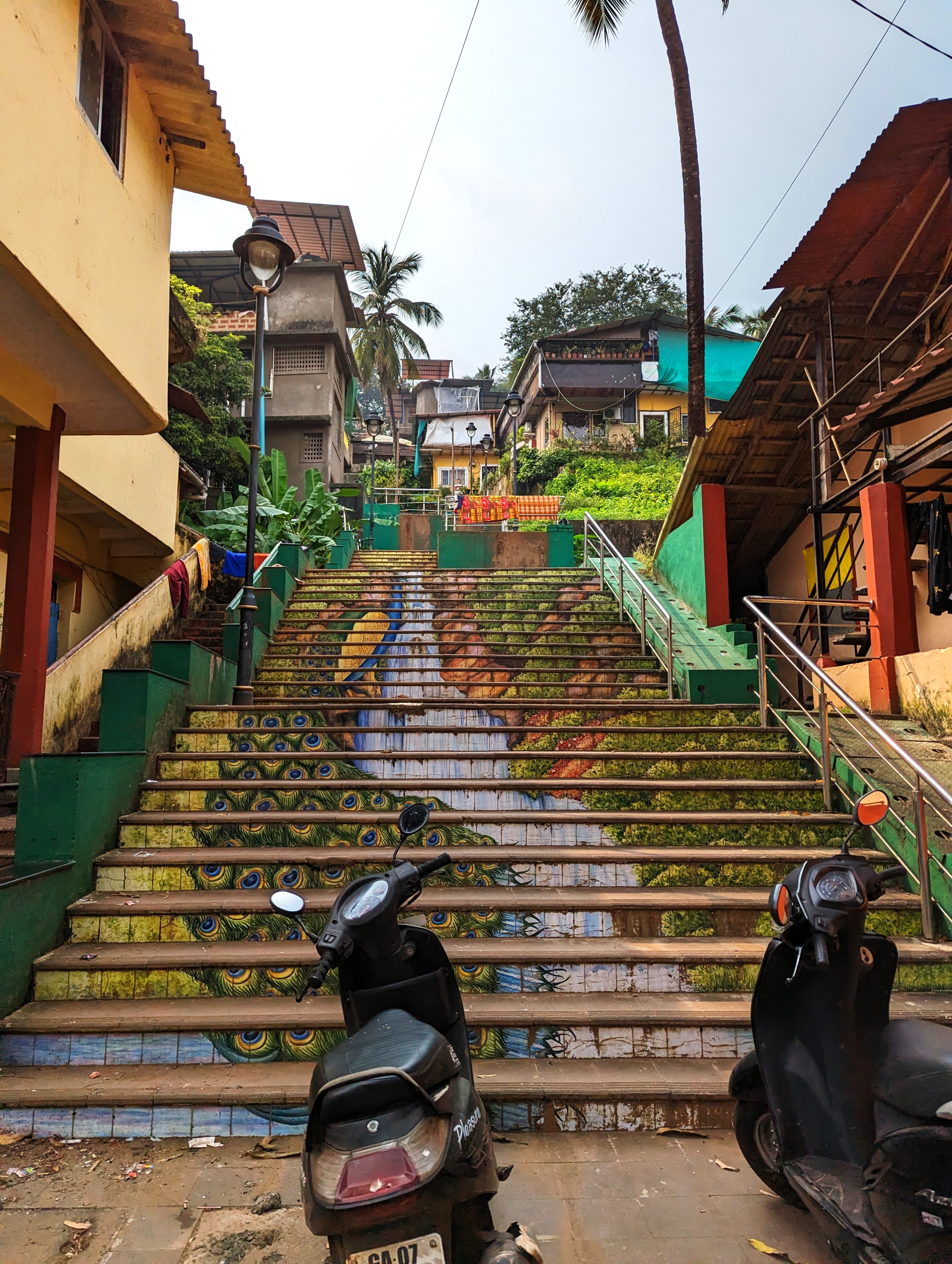 Colorful steps in Fontainhas (Latin Square) in Panaji, Goa | Clicked by Priyanka
